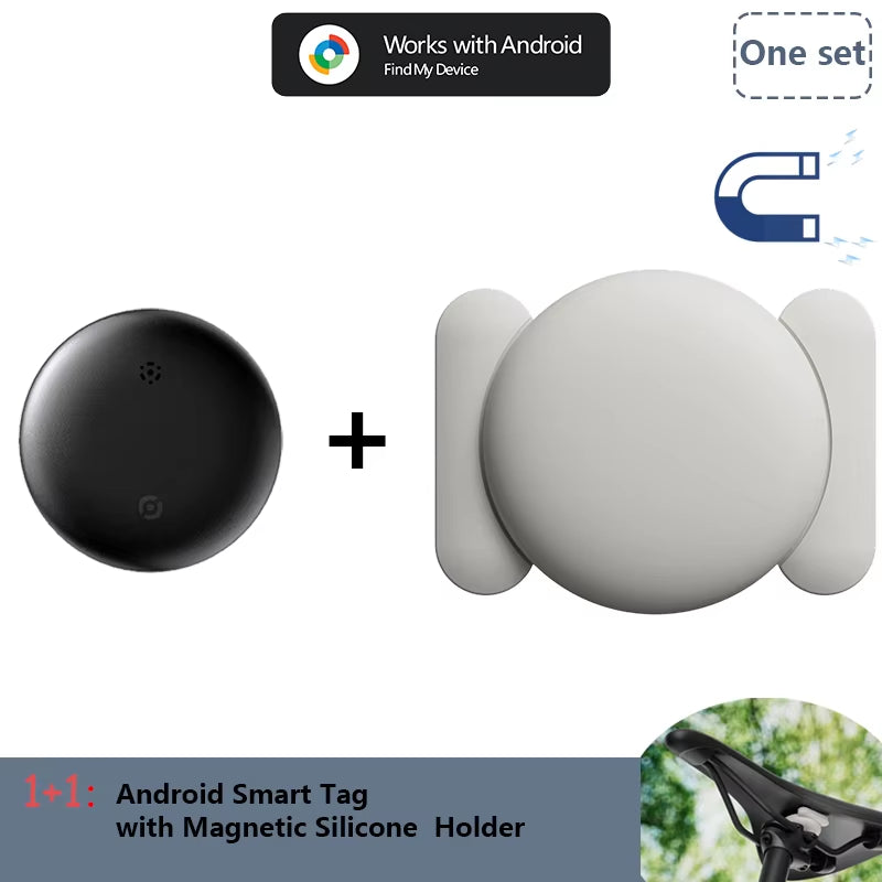 Android Airtag with Magnet Holder Compatible with Google Find My, Waterproof Shockproof Smart Tracker with Protective Cover
