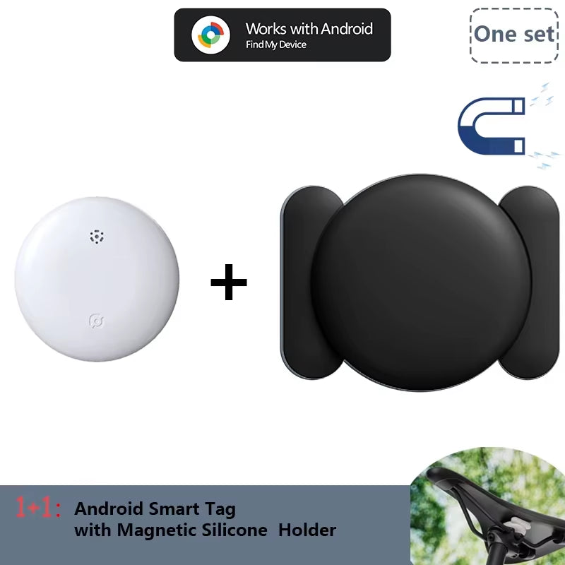 Android Airtag with Magnet Holder Compatible with Google Find My, Waterproof Shockproof Smart Tracker with Protective Cover