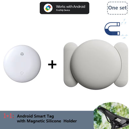 Android Airtag with Magnet Holder Compatible with Google Find My, Waterproof Shockproof Smart Tracker with Protective Cover